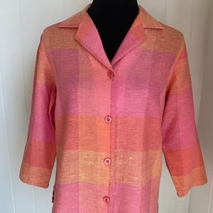 Carolina Colours Women’s 1980’s Linen Blend Jacket with Collar | Size 10